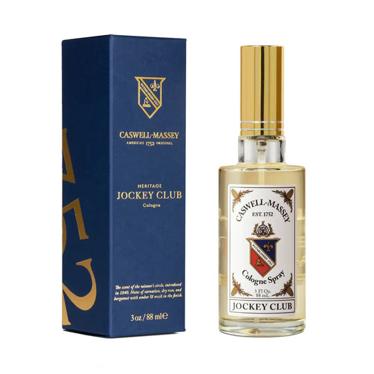 Caswell-Massey Jockey Club Cologne Spray in a 3 oz bottle, part of the Pasteur Pharmacy collection, displayed on a clean background.