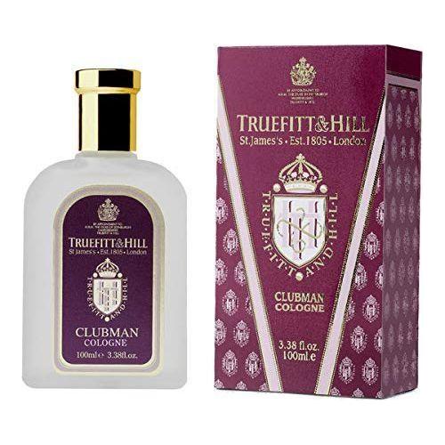 Truefitt & Hill Clubman Cologne Spray in a 3.38 oz bottle, elegant packaging, showcasing a classic men's fragrance.