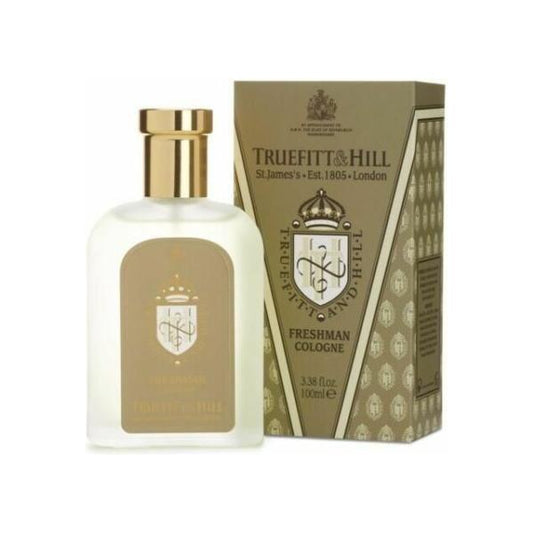Truefitt & Hill Freshman Cologne Spray 3.38 oz shown in a sleek bottle, ideal for a fresh, classic men's fragrance.