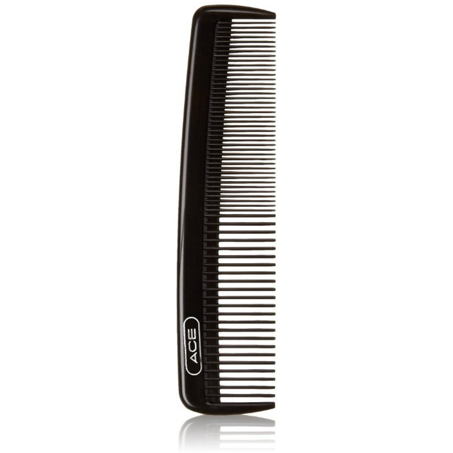 Black Ace pocket hair comb from Pasteur Pharmacy, compact plastic grooming tool for easy hair styling and maintenance.
