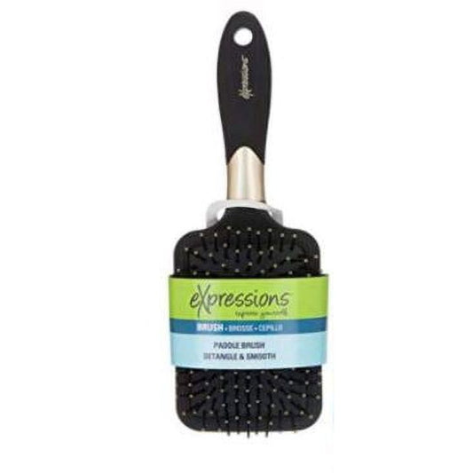 Metallic paddle hairbrush with rubberized grip from Pasteur Pharmacy, part of the Expressions Value Pack Pro combs and brushes collection.