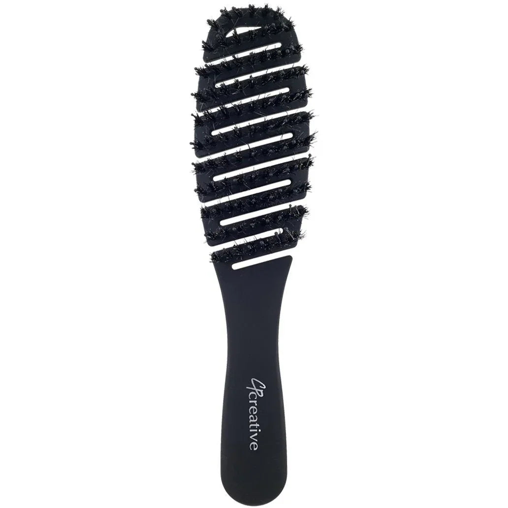 Flexvent Petite mixed bristle vent brush with boar and nylon pins in black, designed for gentle hair styling and detangling.