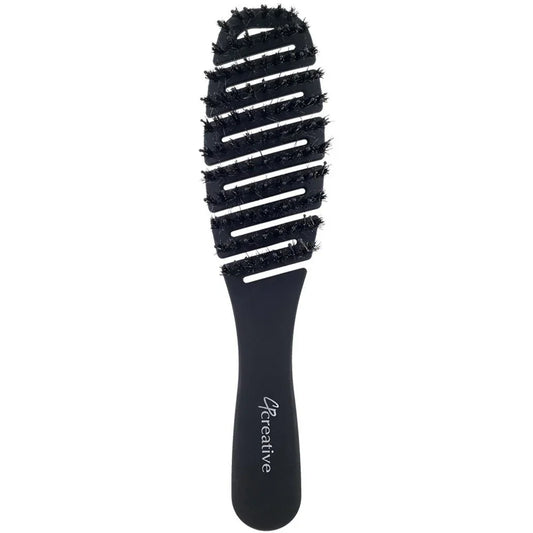 Flexvent Petite mixed bristle vent brush with boar and nylon pins in black, designed for gentle hair styling and detangling.