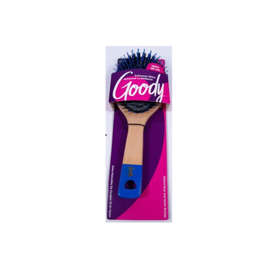 Goody Natural Boar Bristle Hair Brush by Pasteur Pharmacy, showcasing the wooden handle and dense boar bristles for gentle hair grooming.