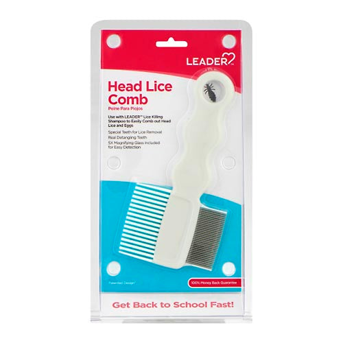 Leader Professional Head Lice & Nit Comb with stainless steel teeth, designed for effective lice and nit removal.