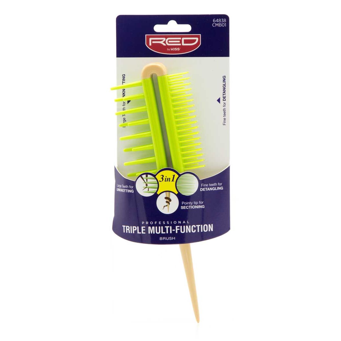 Red Kiss Triple Multi-Function Comb from Pasteur Pharmacy, a versatile hair comb with multiple functions and a red handle.