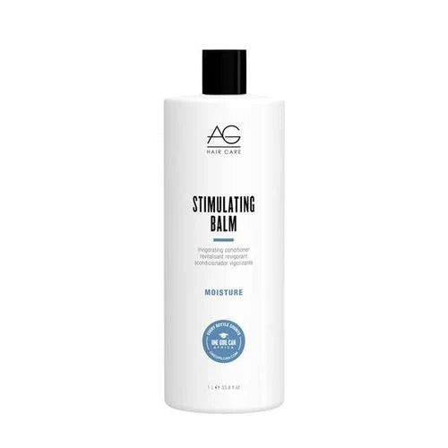 AG Hair Cosmetics Stimulating Balm Conditioner in 237ml bottle, creamy formula with botanical ingredients for scalp and hair health.