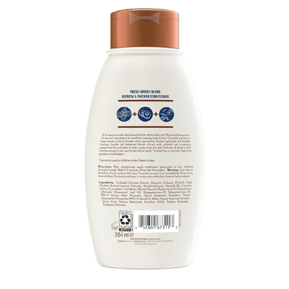 Aveeno Scalp Soothing Fresh Greens Blend Conditioner in 12 fl oz bottle, featuring a green plant-inspired design on the bottle.
