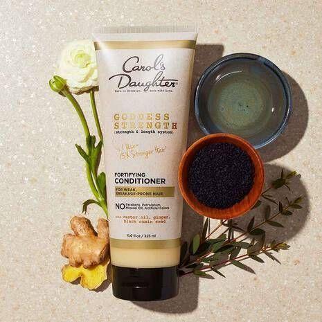 Carol's Daughter Goddess Strength Fortifying Conditioner in 11 fl oz bottle, showcasing the conditioner bottle with product label.