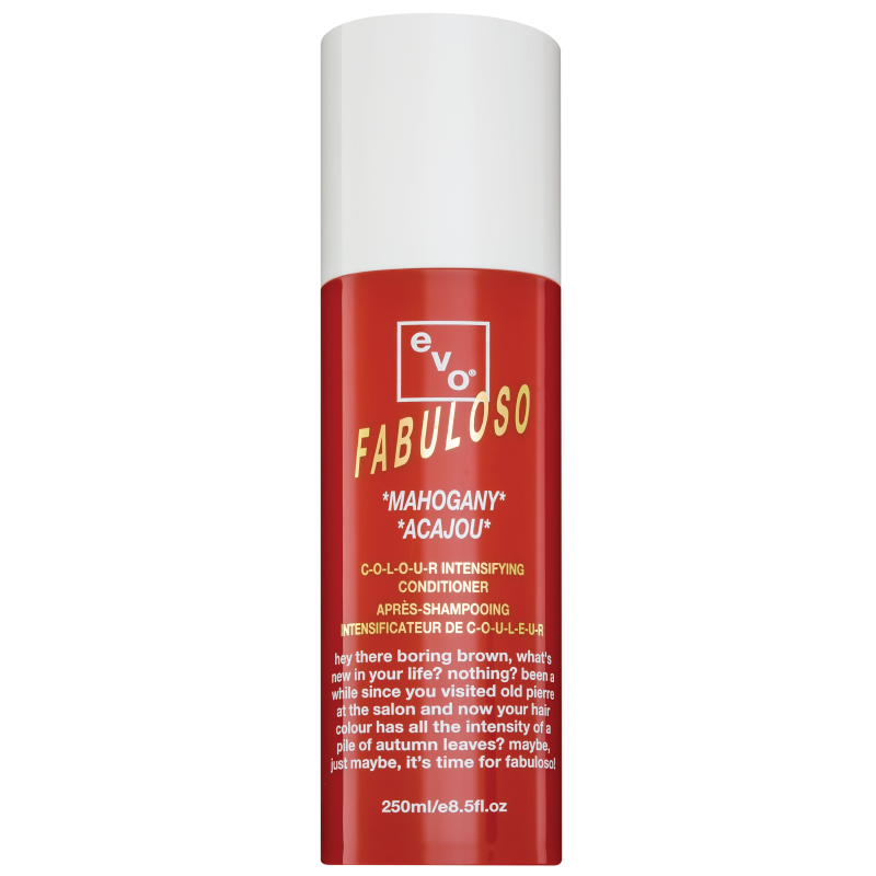 Evo Fabuloso Mahogany Acajou Conditioner in 8.5 oz bottle, moisturizing hair conditioner by Pasteur Pharmacy with rich mahogany scent