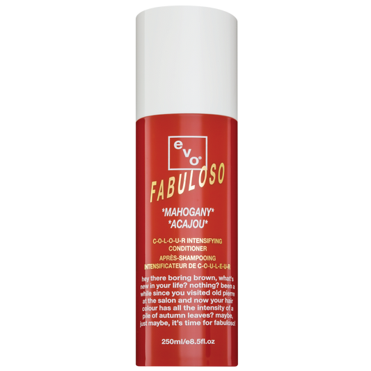Evo Fabuloso Mahogany Acajou Conditioner in 8.5 oz bottle, moisturizing hair conditioner by Pasteur Pharmacy with rich mahogany scent