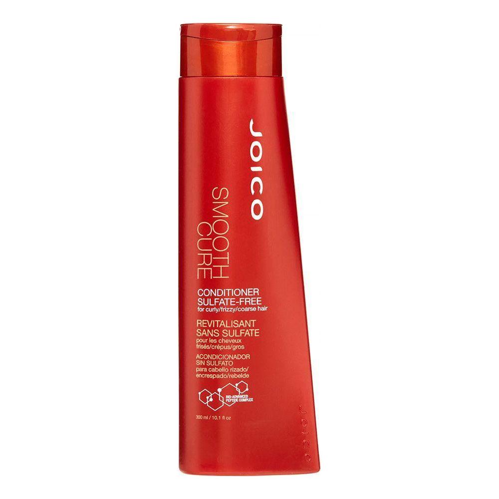 Joico Smooth Cure sulfate-free conditioner in 10.1 oz bottle, moisturizing hair conditioner, natural shine and smoothness.