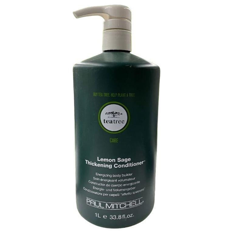 Paul Mitchell Tea Tree Lemon Sage Thickening Conditioner bottle with label, 33.8 oz, natural hair care product.