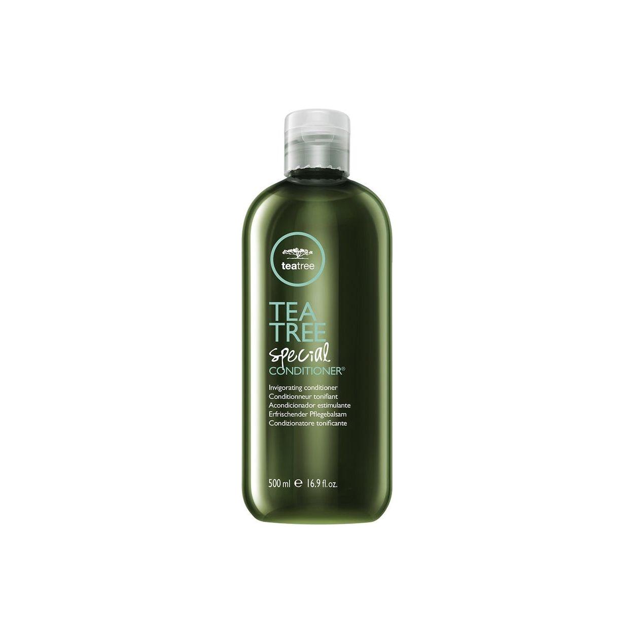 Paul Mitchell Tea Tree Special Conditioner 16.9 oz bottle with green labeling and white cap, designed for scalp and hair nourishment.