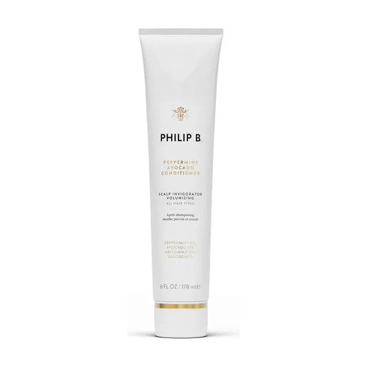 Philip B. Peppermint Avocado Conditioner in 6 oz bottle, natural hair conditioner with peppermint and avocado for nourishing hair.