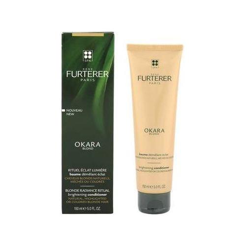 Rene Furterer Okara Blond brightening conditioner bottle, 150 ml, with sleek packaging and product label visible.