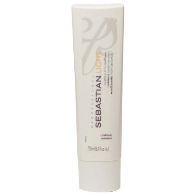 Sebastian lightweight shine conditioner in 8.4 oz bottle, providing weightless shine and smoothness for hair.