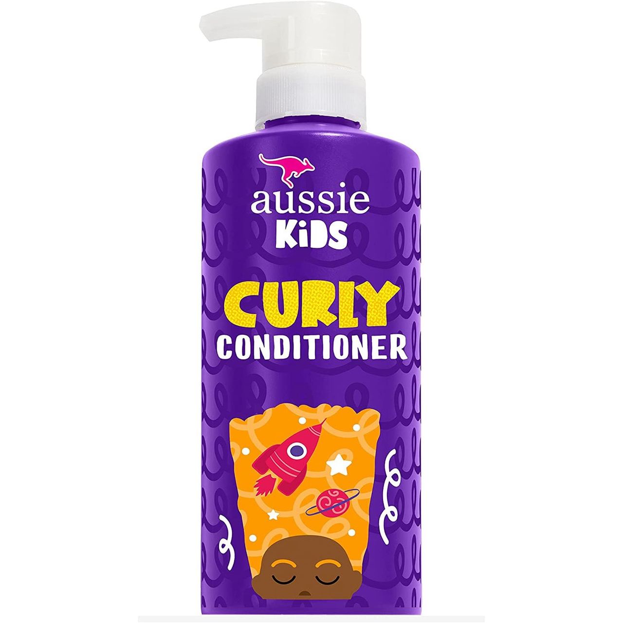 Aussie Kids Curly Conditioner in a 16 oz bottle, gentle formula for curly hair, by Pasteur Pharmacy, with colorful packaging.
