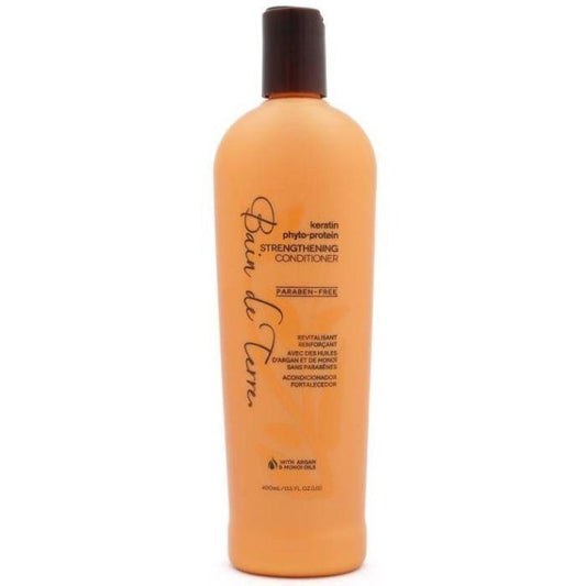 Bain de Terre Keratin Phyto-Protein sulfate-free strengthening conditioner bottle, natural hair care product from Pasteur Pharmacy.