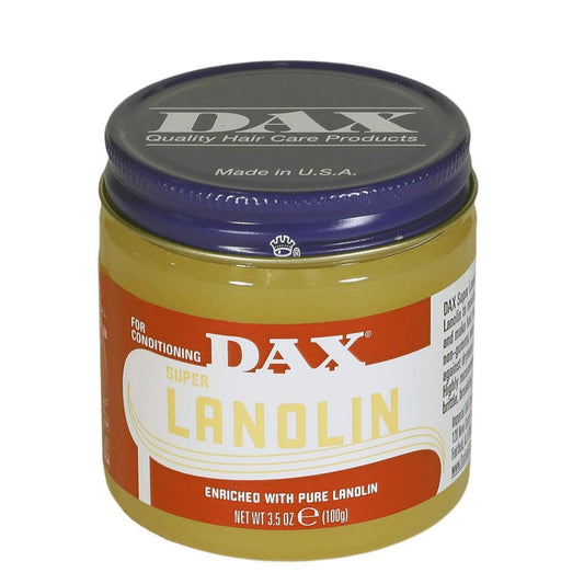 DAX 100% Pure Lanolin Super Hair Conditioner by Pasteur Pharmacy, 3.5 oz bottle, featuring moisture seal for soft, nourished hair.