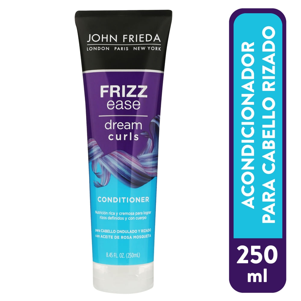 John Frieda Frizz Ease Dream Curls Conditioner in an 8.45 fl oz tube, designed for frizz control and curly hair nourishment.