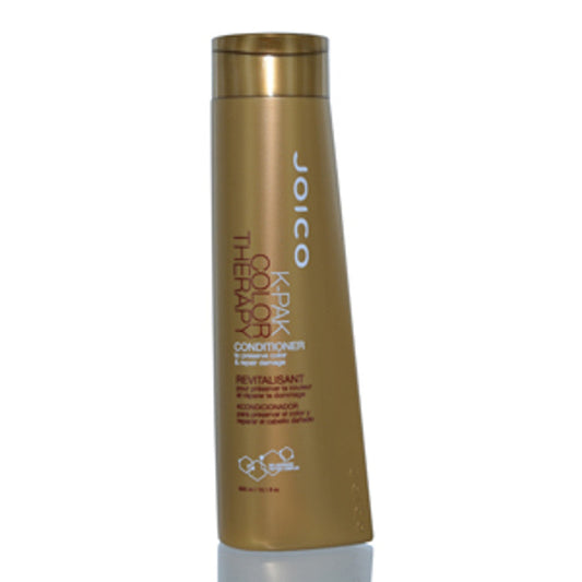 Joico K-Pak Color Therapy Conditioner in 10.1 oz bottle, nourishing hair with color protection and repair, shown in a natural setting.