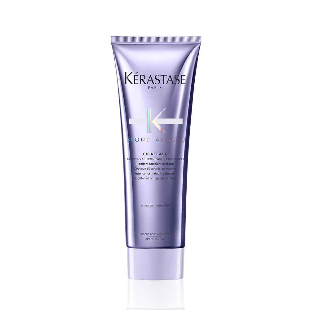 Kerastase Blond Absolu Cicaflash Fondant Conditioner in 250ml, a nourishing conditioner for blonde hair with a smooth texture.