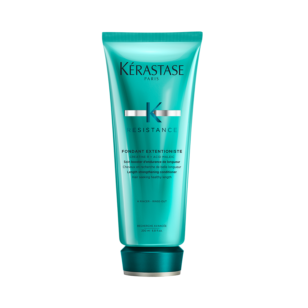 Kerastase Resistance Fondant Extentioniste conditioner 200ml for damaged hair, shown in a sleek bottle with a white cap.