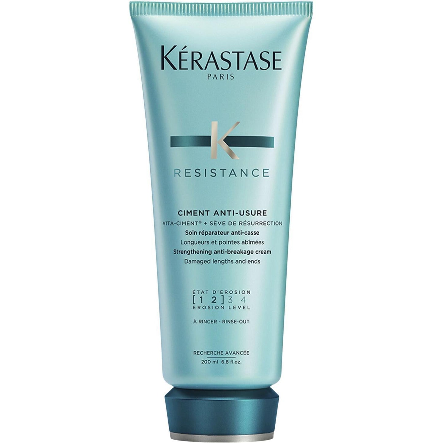 Kerastase Resistance Ciment Anti-Usure Conditioner in 200ml bottle, nourishing and strengthening hair for damaged, fragile hair.