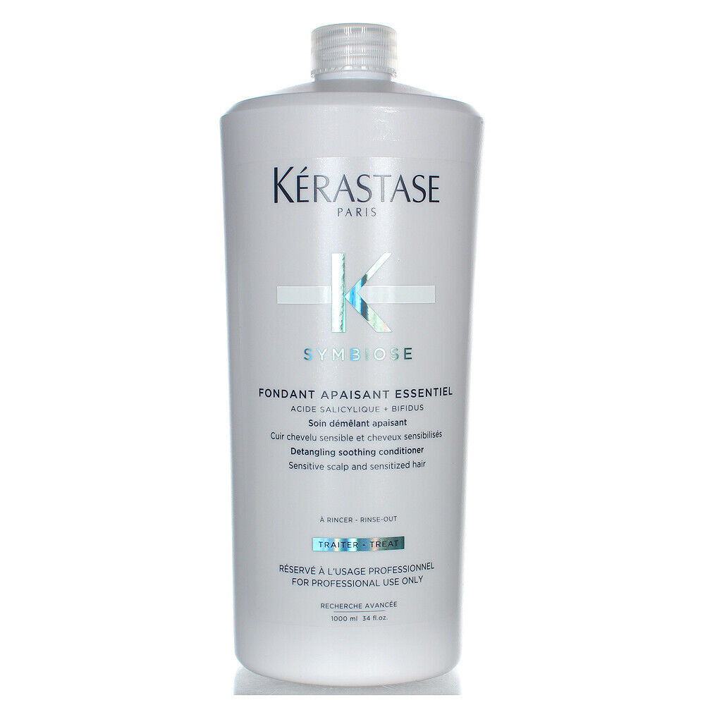Kerastase Symbiose Fondant Apaisant Essentiel conditioner in a 34 oz bottle, smooth, soothing hair care for sensitive scalp.