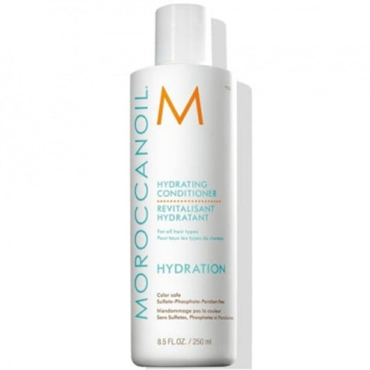 Moroccanoil Hydration Hydrating Conditioner 8.5 oz in a clear bottle, designed to moisturize and improve hair hydration.