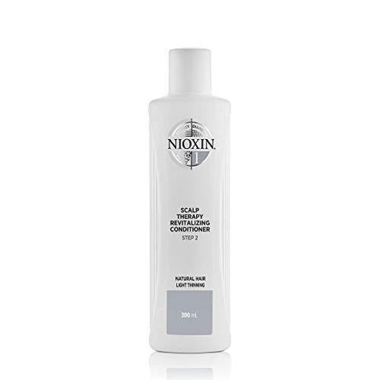 Nioxin System 1 Scalp Therapy Conditioner for natural hair with light thinning, 10.1 oz bottle, shown in a clear pump bottle
