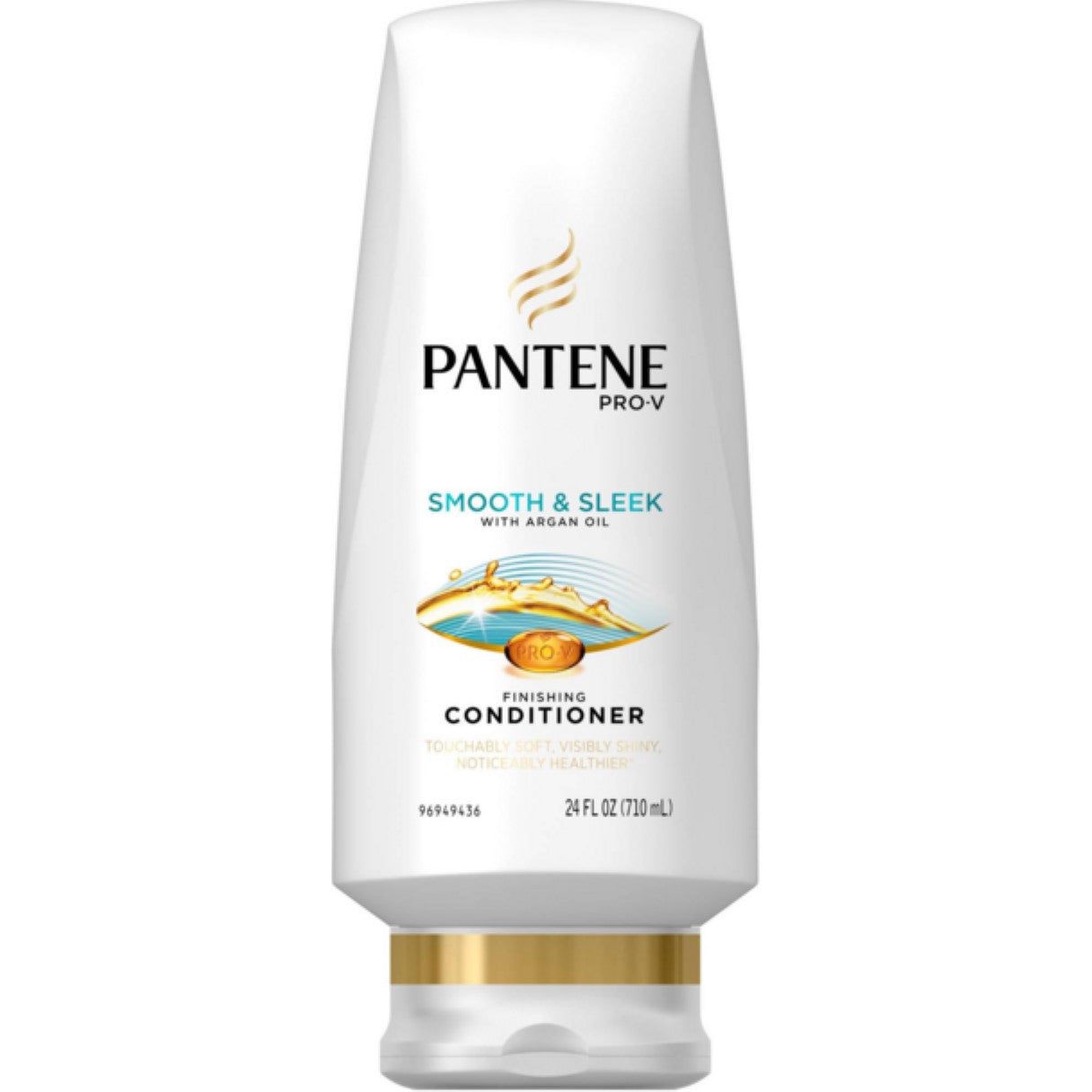 Pantene Pro-V Smooth & Sleek Conditioner in a 24 Fl Oz bottle, designed to smooth and manage frizz for sleek hair.