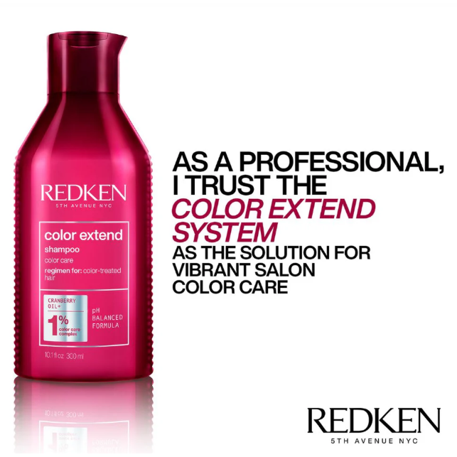 Redken Color Extend conditioner in a 10.1 oz bottle, designed for color-treated hair, shown in a retail setting.