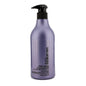 Shu Uemura Prime Plenish Vitalizing Conditioner for time-weakened hair, shown in a salon setting, in a sleek bottle.