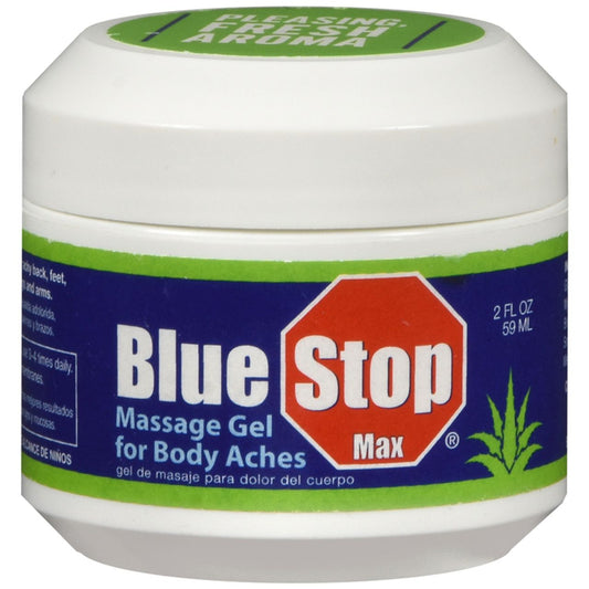 Blue Stop Max Massage Gel by Pasteur Pharmacy, 59ml, a conductive gel for soothing body aches and muscle relief.