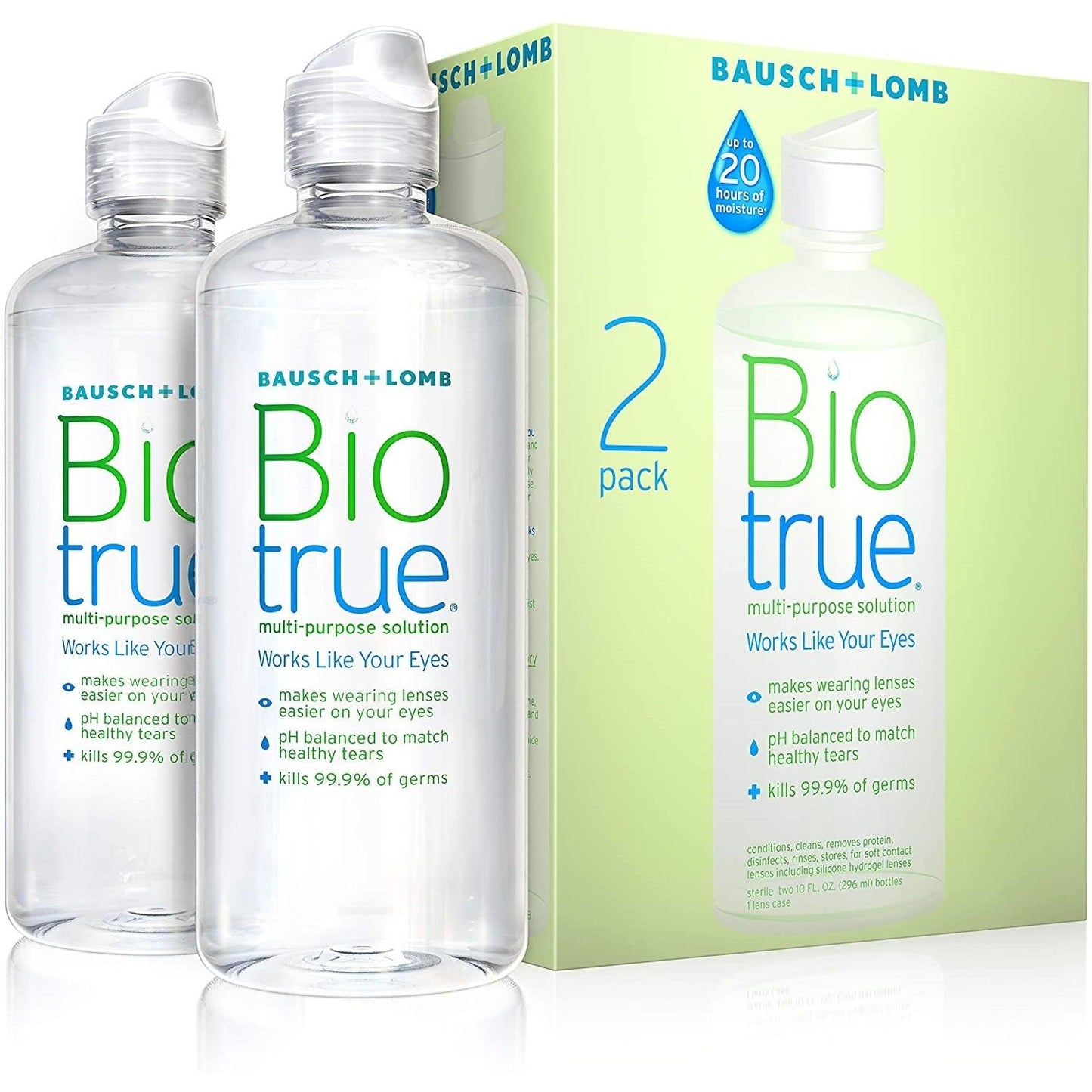 Biotrue Multi-Purpose Contact Lens Solution by Pasteur Pharmacy in a 2 fl oz bottle, suitable for cleaning and storing contact lenses.
