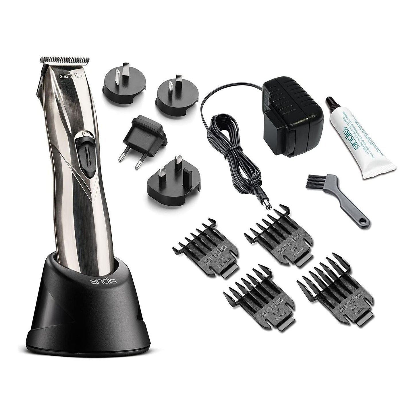 Andis Slimline Pro Li cordless trimmer for precise grooming, with sleek design and rechargeable battery, ideal for detailed trimming.