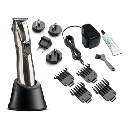 Andis Slimline Pro Li cordless trimmer for precise grooming, with sleek design and rechargeable battery, ideal for detailed trimming.