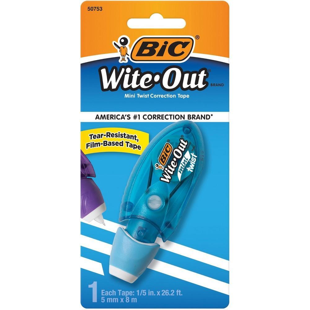 BIC Wite-Out Mini Twist Correction Tape in white, compact correction tape for quick paper corrections, branded by Pasteur Pharmacy.