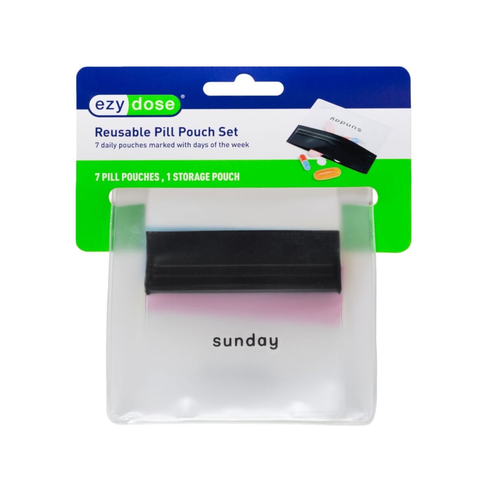 EZY Dose reusable pill pouch set from Pasteur Pharmacy, compact cosmetic set for organizing pills and medication storage.