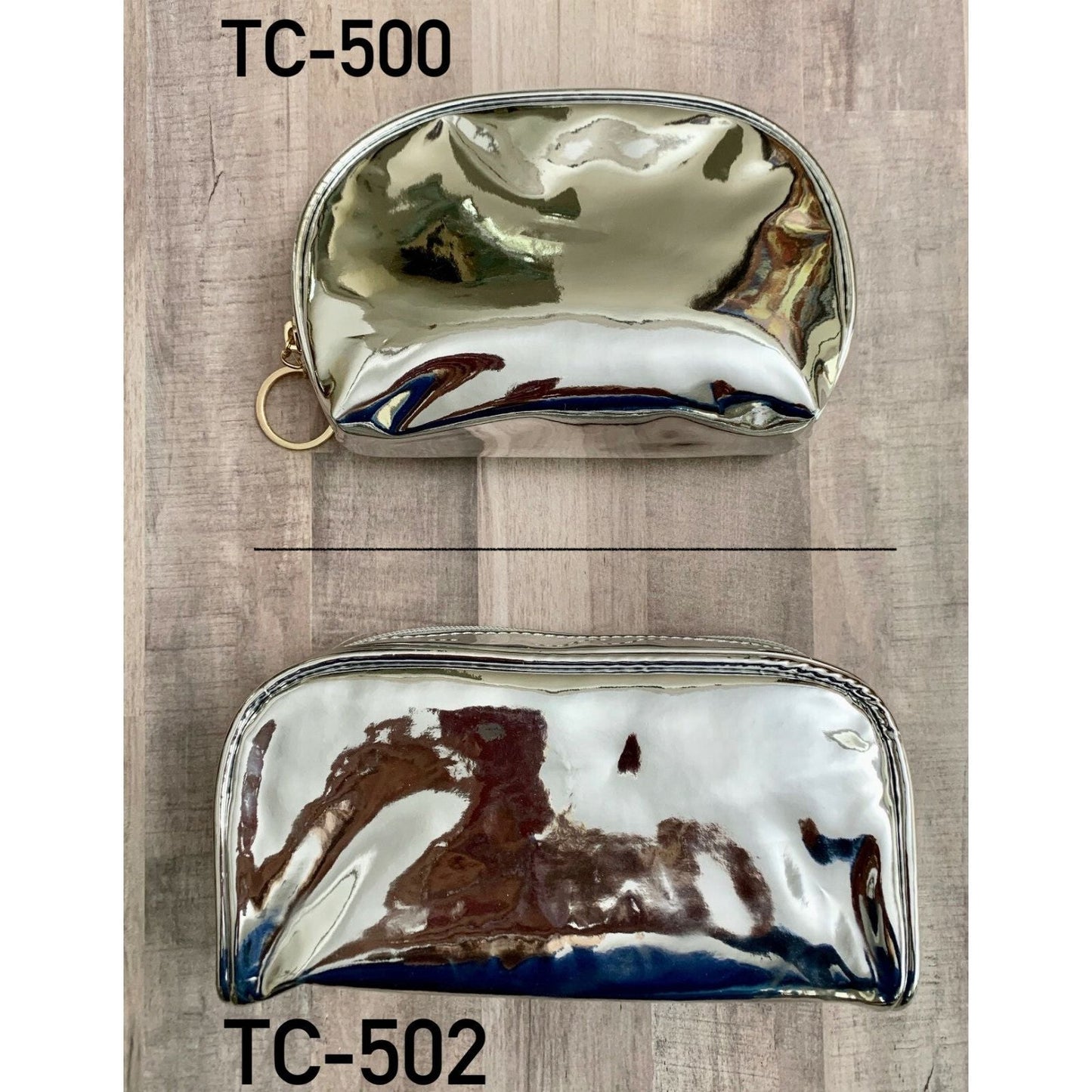 Kingsley silver metal travel cosmetic and toiletry organizer bag by Pasteur Pharmacy with multiple compartments for makeup and toiletries.