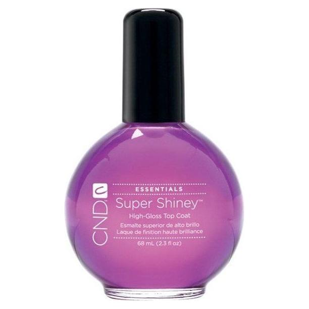 CND Super Shiney Top Coat in 2.3 oz bottle, clear cosmetic nail top coat for a glossy finish