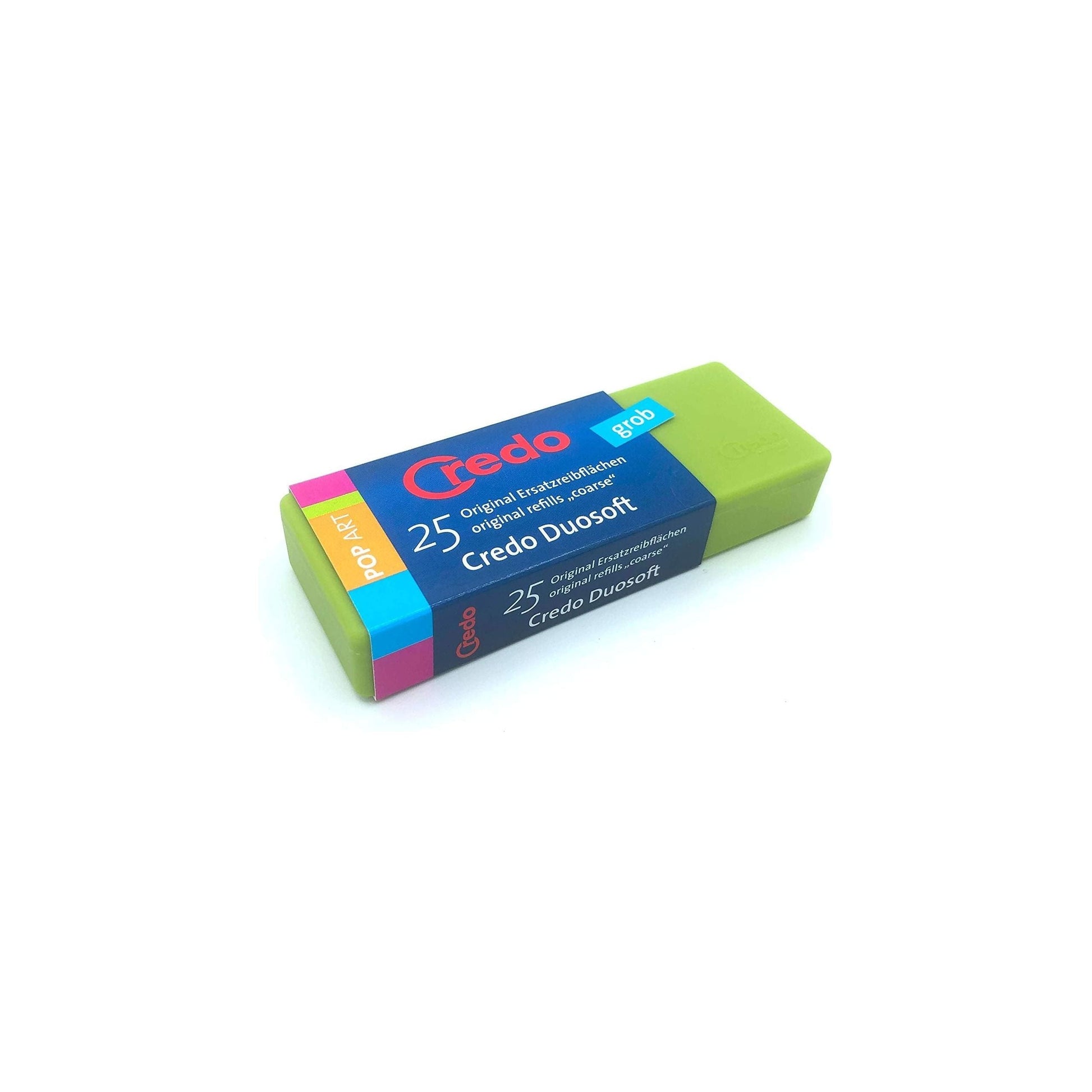 Coarse Credo Duosoft Footfile refill pads in a 25-pack box, designed for foot exfoliation and skincare by Pasteur Pharmacy.
