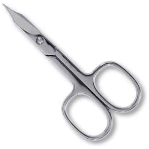Credo Nail Scissors 3.5-inch bent stainless steel cosmetic scissors for precise nail trimming, by Pasteur Pharmacy.