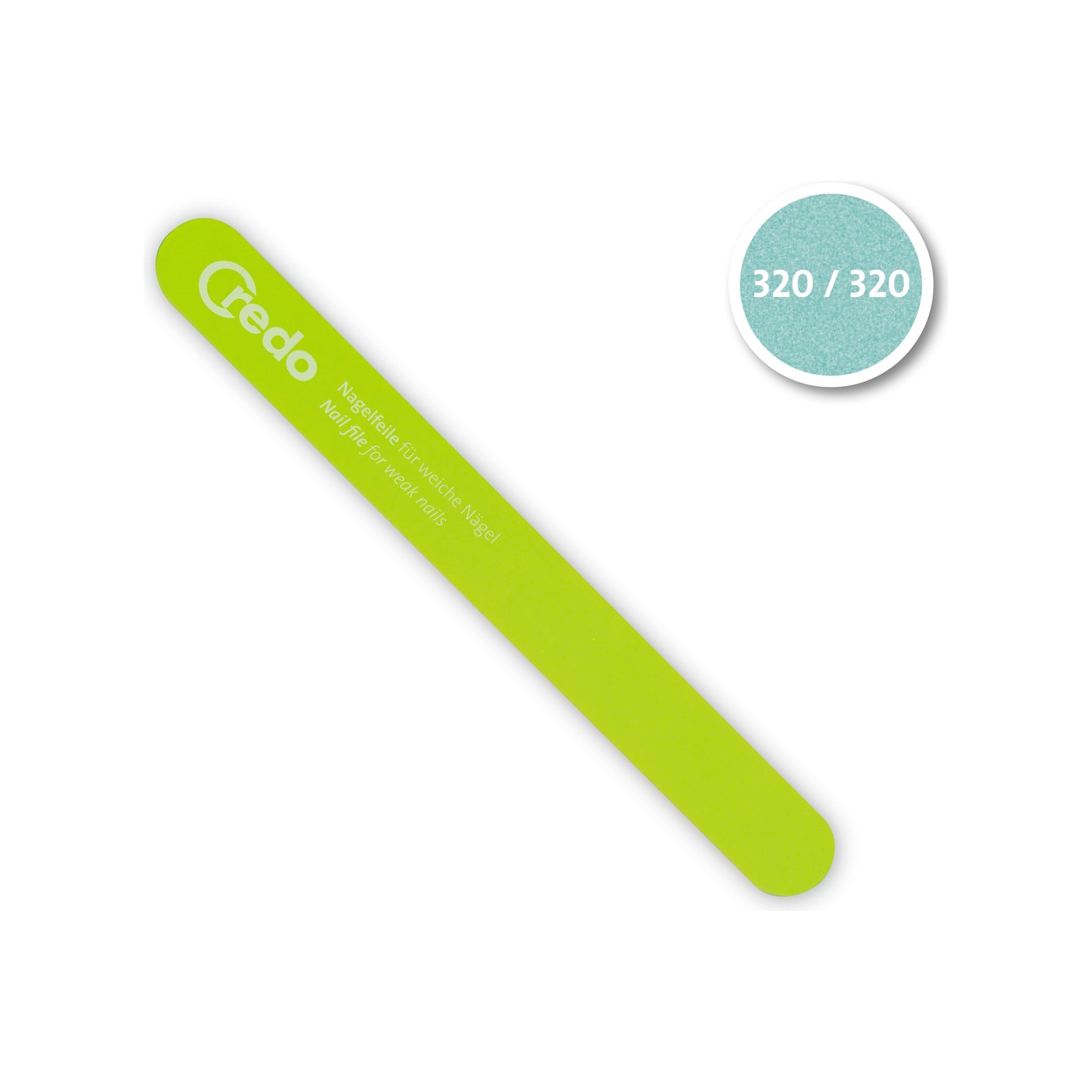 Green Credo Solingen Nail File for weak nails, 3 oz, with Popart design, designed for gentle nail filing and shaping.