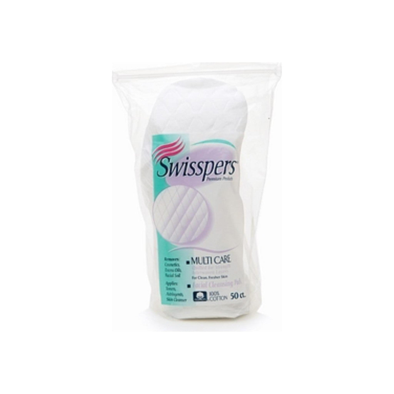 Swisspers Facial Cleansing Pads from Pasteur Pharmacy, soft cotton pads for gentle facial cleansing and makeup removal.