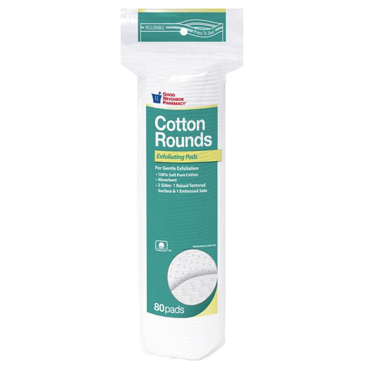 Gnp Cotton Exfoliating Rounds 80ct by Pasteur Pharmacy, soft cotton pads for gentle exfoliation and skincare.