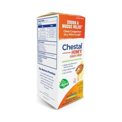 Boiron Chestel Honey Cough and Chest Congestion Medicine in a 6.7 oz bottle, natural remedy for cough and chest congestion.