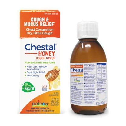 Boiron Chestel Honey Cough and Chest Congestion Medicine in a 6.7 oz bottle, natural remedy for cough and chest congestion
